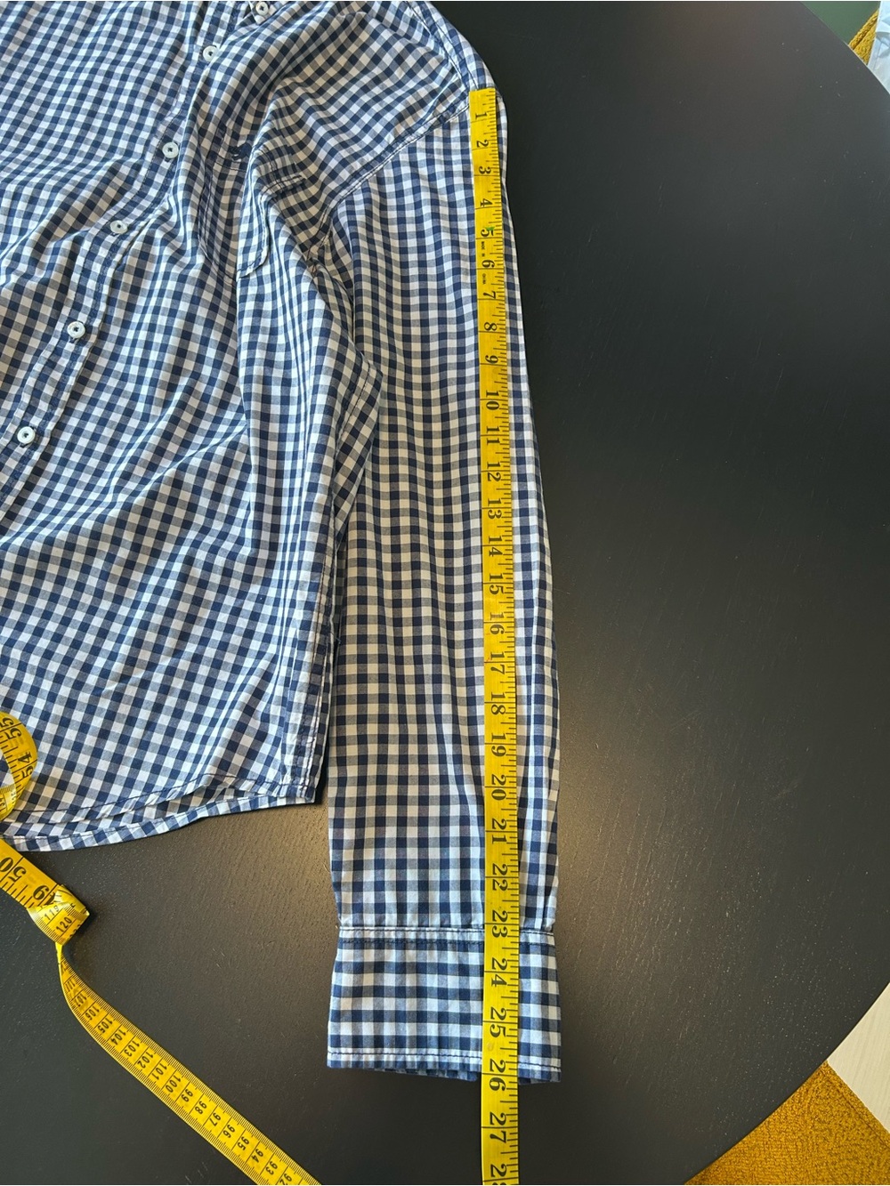 American Rag Slim Fit Navy Gingham Button Down Shirt Men’s L 16 inch neck - Picture 11 of 12